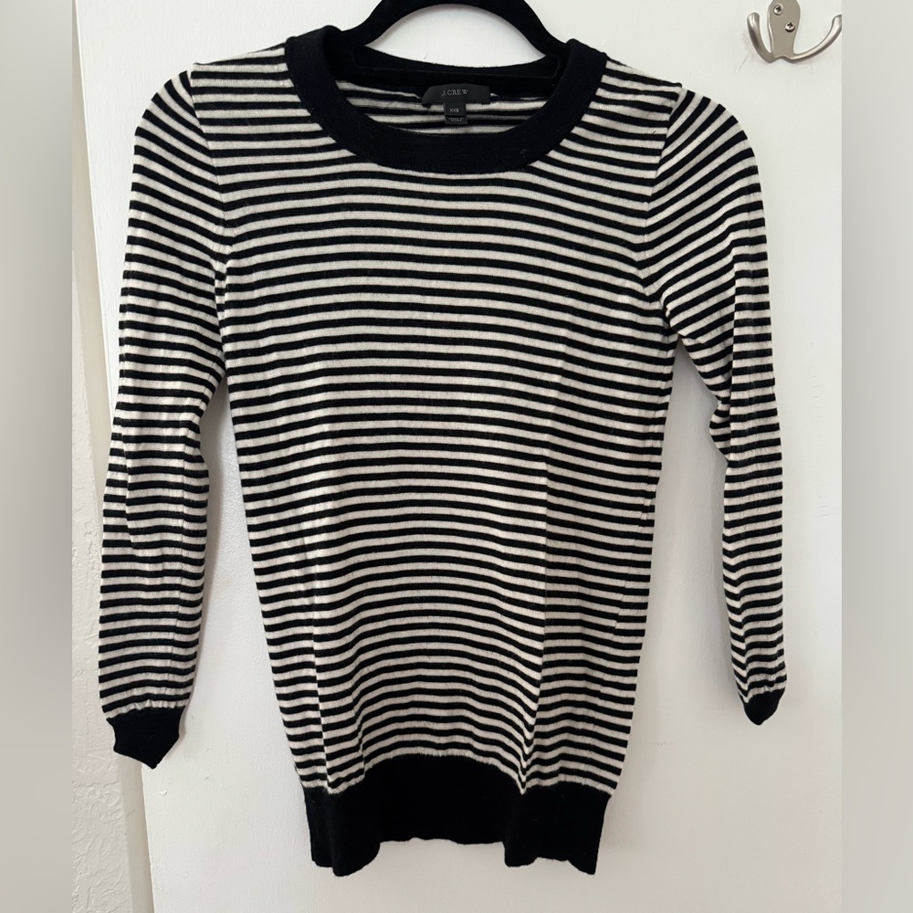 J. Crew Black and White Striped Tippi Sweater